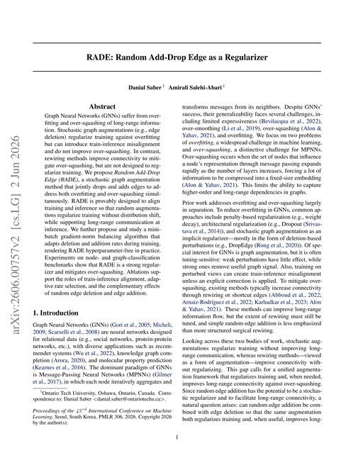 Main figure for RADE: Random Add-Drop Edge as a Regularizer